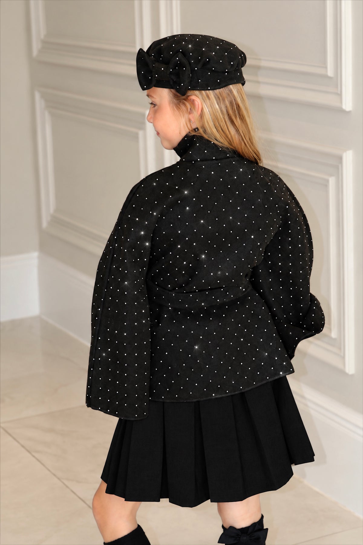 Rhinestone Bow Poncho With Matching Hat