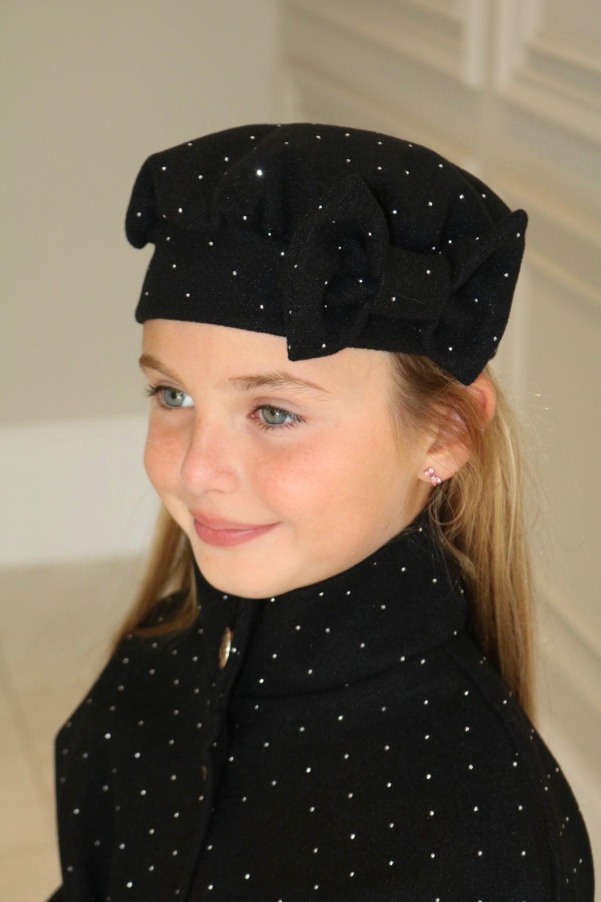 Rhinestone Bow Poncho With Matching Hat