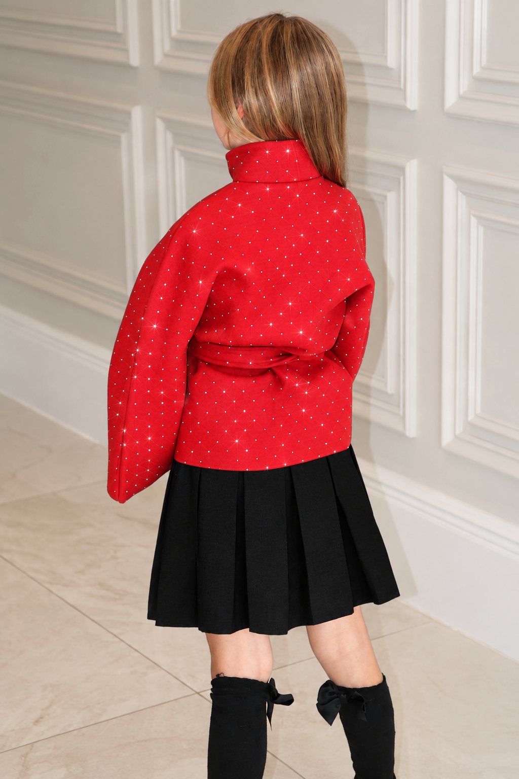 Rhinestone Bow Poncho With Matching Hat