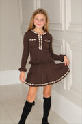 Knit Beaded Premium Cardigan And Skirt Set