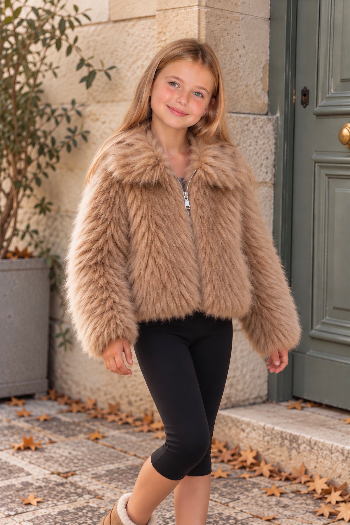 Luxury Faux Fur Zip Up Jacket