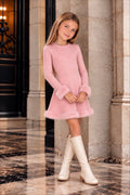 Pink Faux Fur Knitted Dress