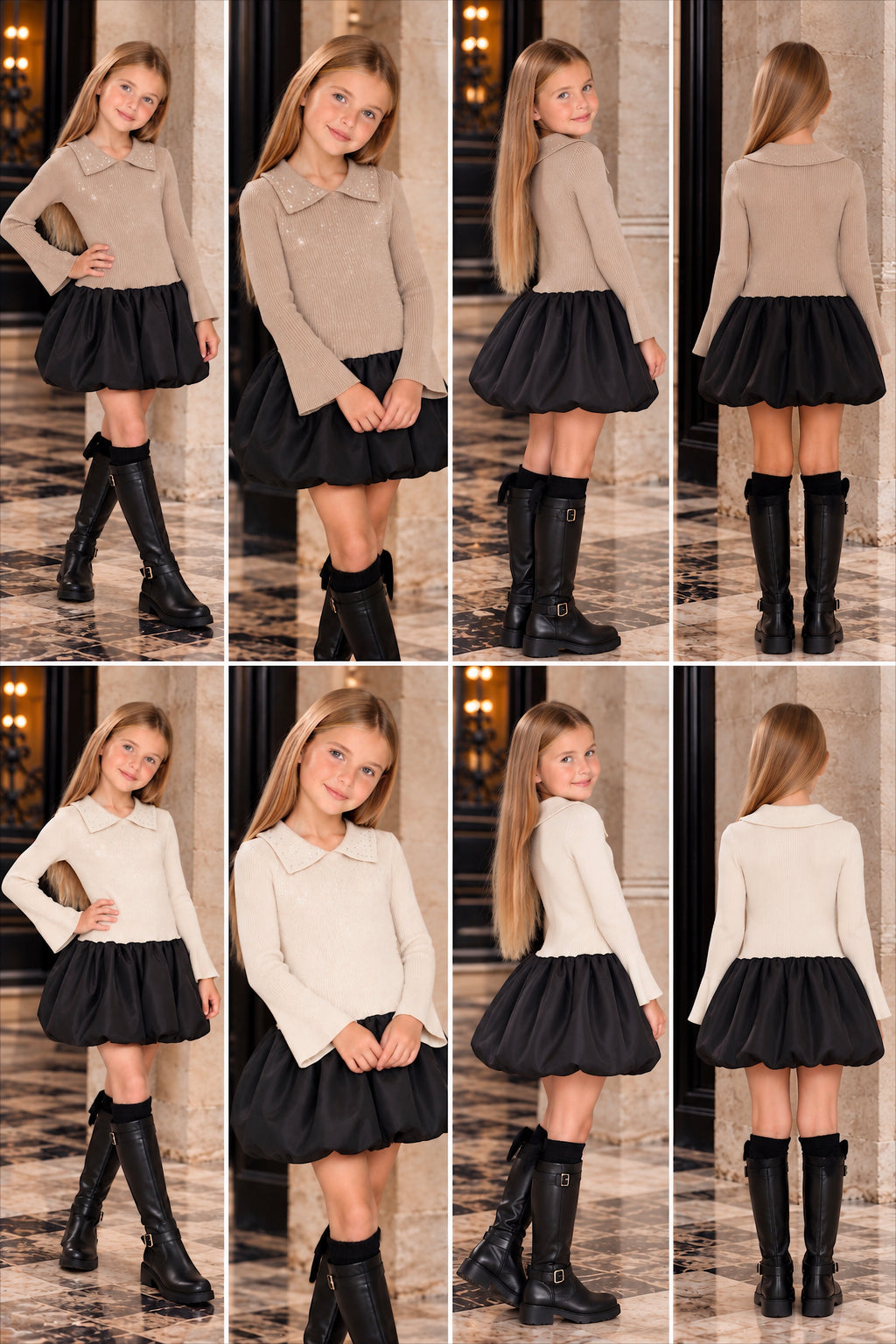 Rhinestone Knit Puff Dress