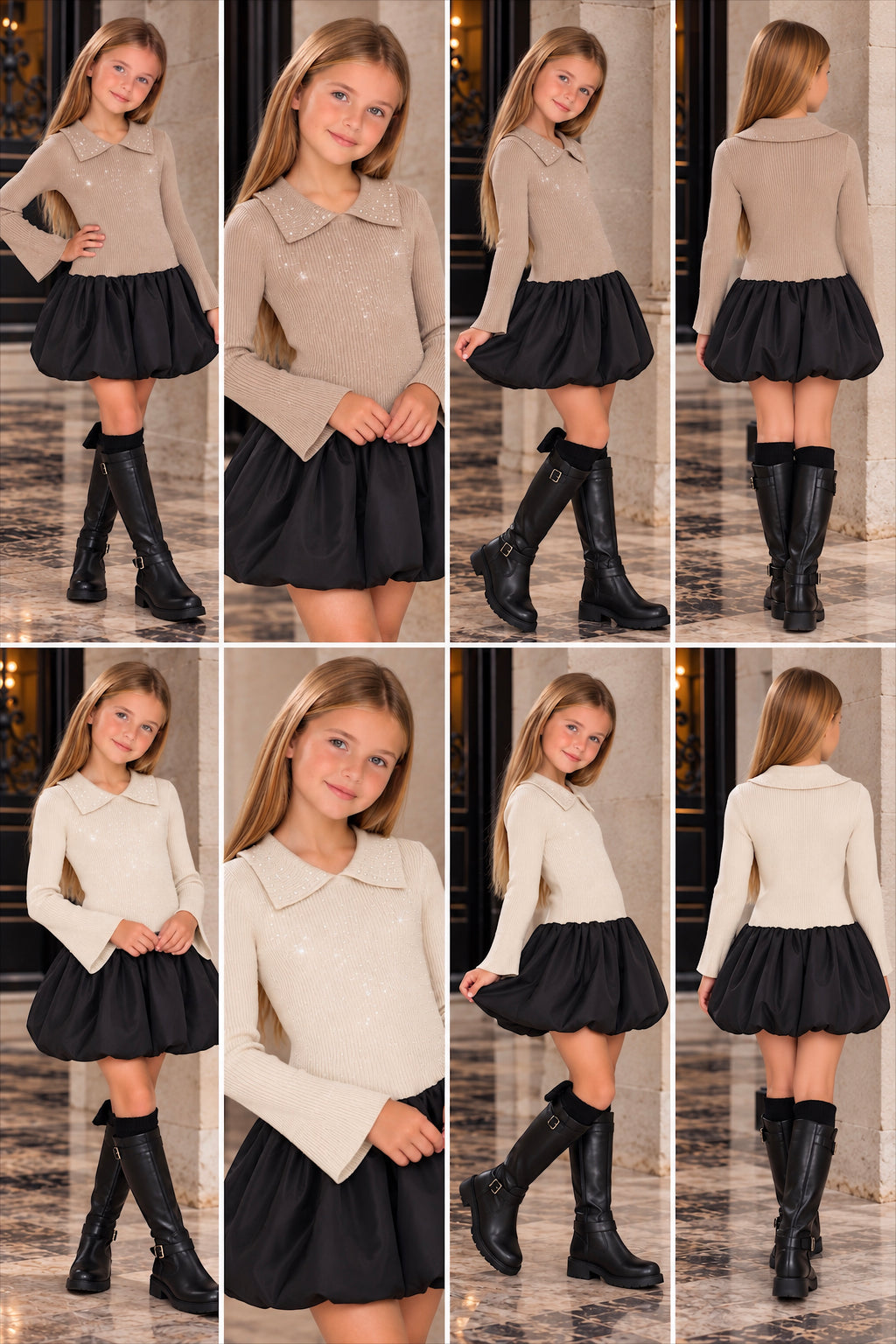 Rhinestone Knit Puff Dress