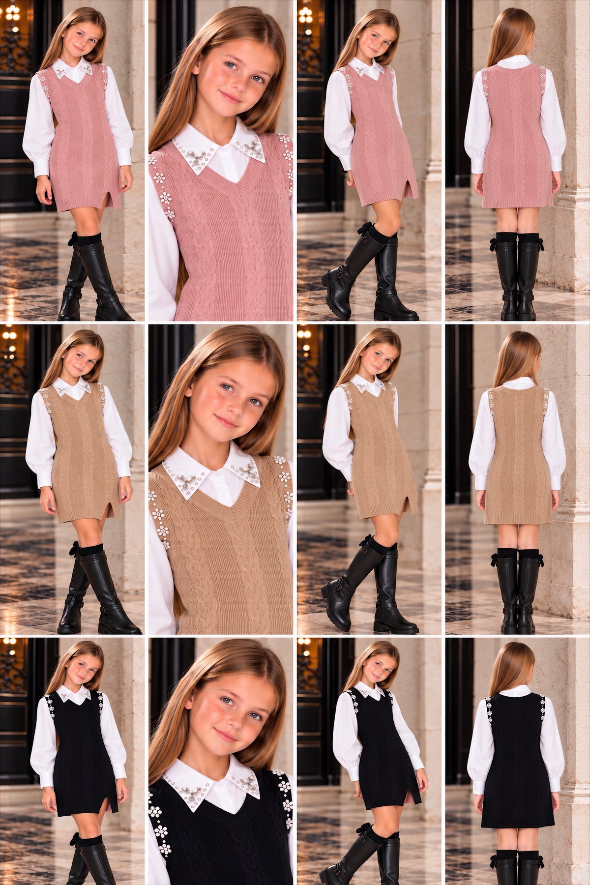 Bejewelled Diamond Knit Dress & Shirt Two Piece