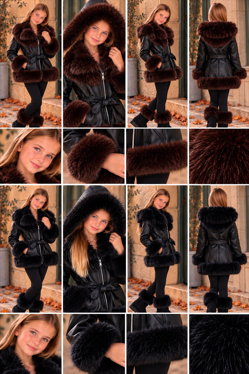 Luxury Faux Fur Leather Coat With Belt