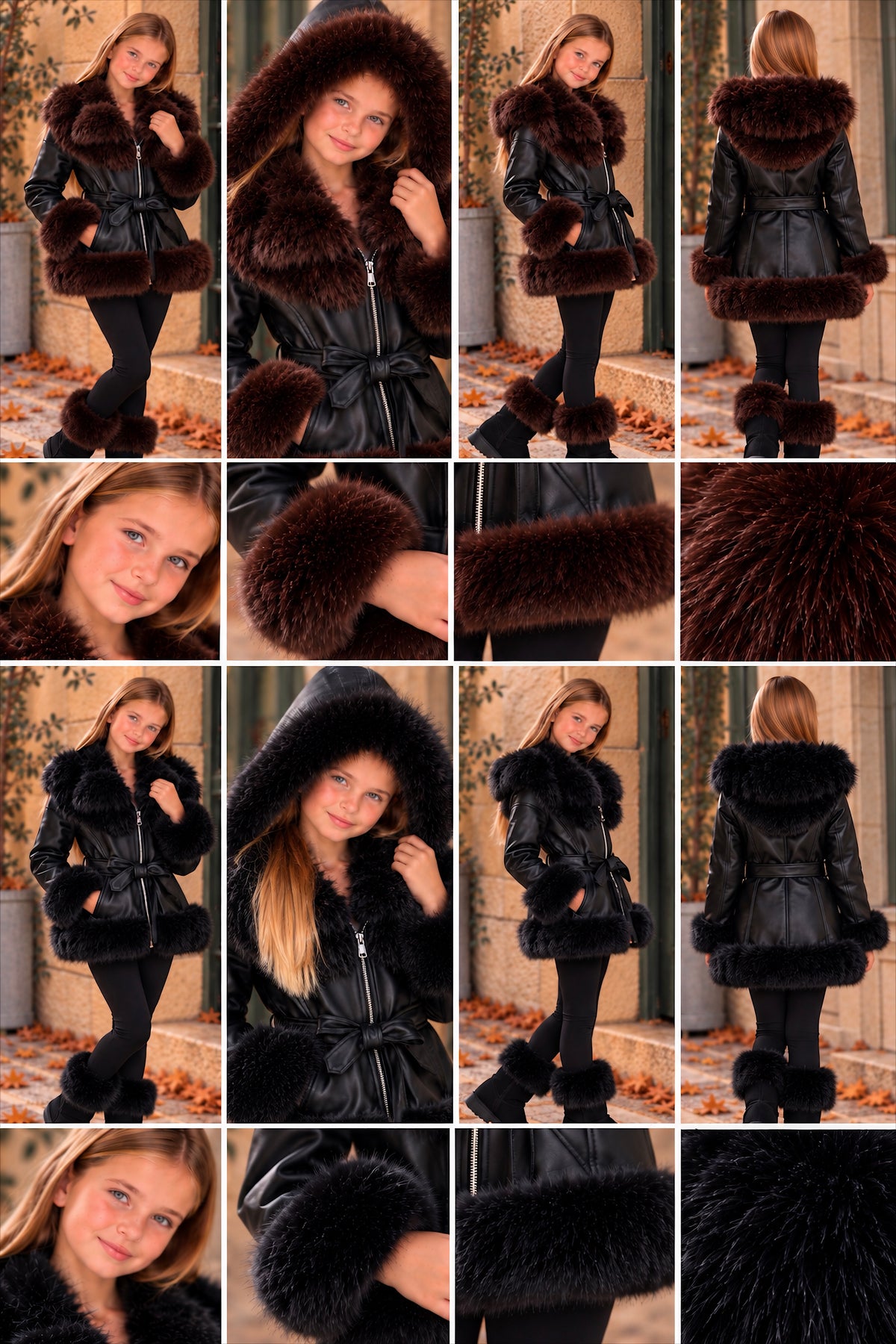 Luxury Faux Fur Leather Coat With Belt